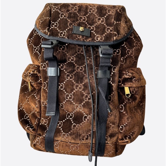 Gucci Nylon Backpack Leather Velvet RARE - Picture 3 of 3